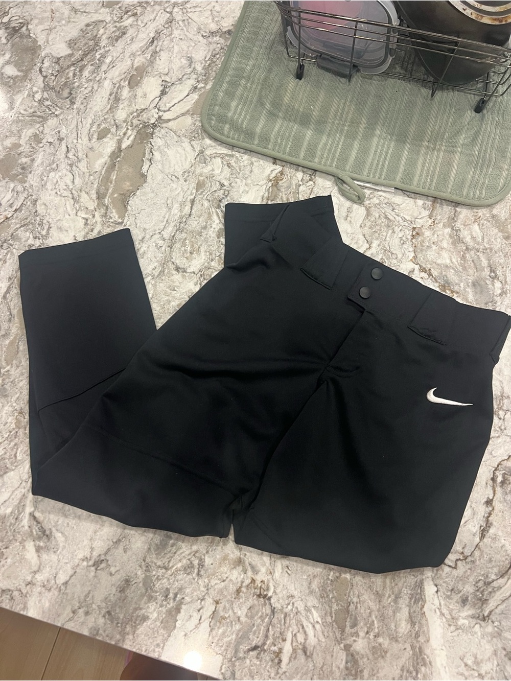 Nike Black Team Engineered Baseball Pants with White Swoosh Detail